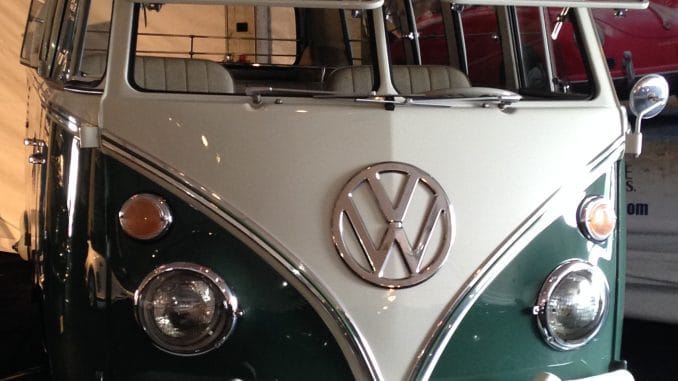 Beautifully restored VW Microbus at auction preview. Dave Neyens image.